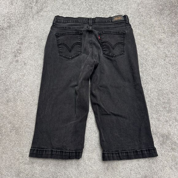Levi's 548 Perfectly Slimming Capri Denim Jeans Womens 10 Black Cotton Stretch - Picture 2 of 15